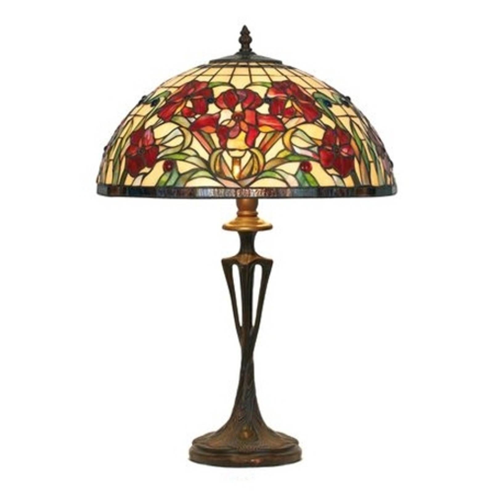 Artistar Stolná lampa Eline v štýle Tiffany, Obývacia izba / jedáleň, liata živica, sklo, E27, 60W, K: 59cm