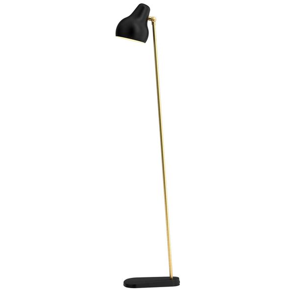 Louis Poulsen VL38 – stojaca LED lampa, čierna, Obývacia izba / jedáleň, hliník, mosadz, 10W, K: 120cm