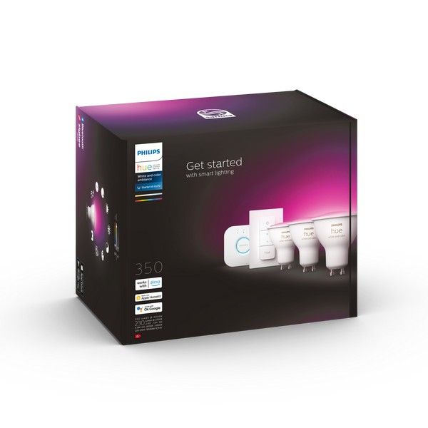 Philips Hue White and color ambiance 8719514340107 LED žiarovka GU10 4,3W/350lm 2000-6500K+RGB bluetooth 3-set + bridge