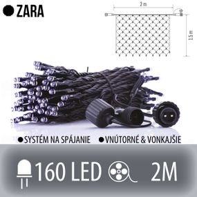 ZARA spojovateľná LED svetelná sieť vonkajšia - 160LED - 2M Studená biela