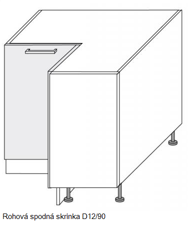 ArtExt Kuchynská linka Quantum Kuchyňa: Rohová spodná skrinka D12/90 / 84 x 82 x 84 cm