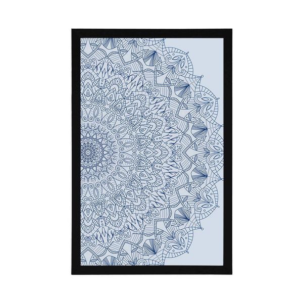 Plagát detailná Mandala v modrej farbe - 20x30 white