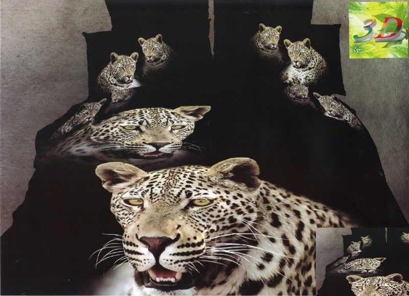 DomTextilu Čierna posteľná súprava obliečok s motívom geparda 160 x 200 36180