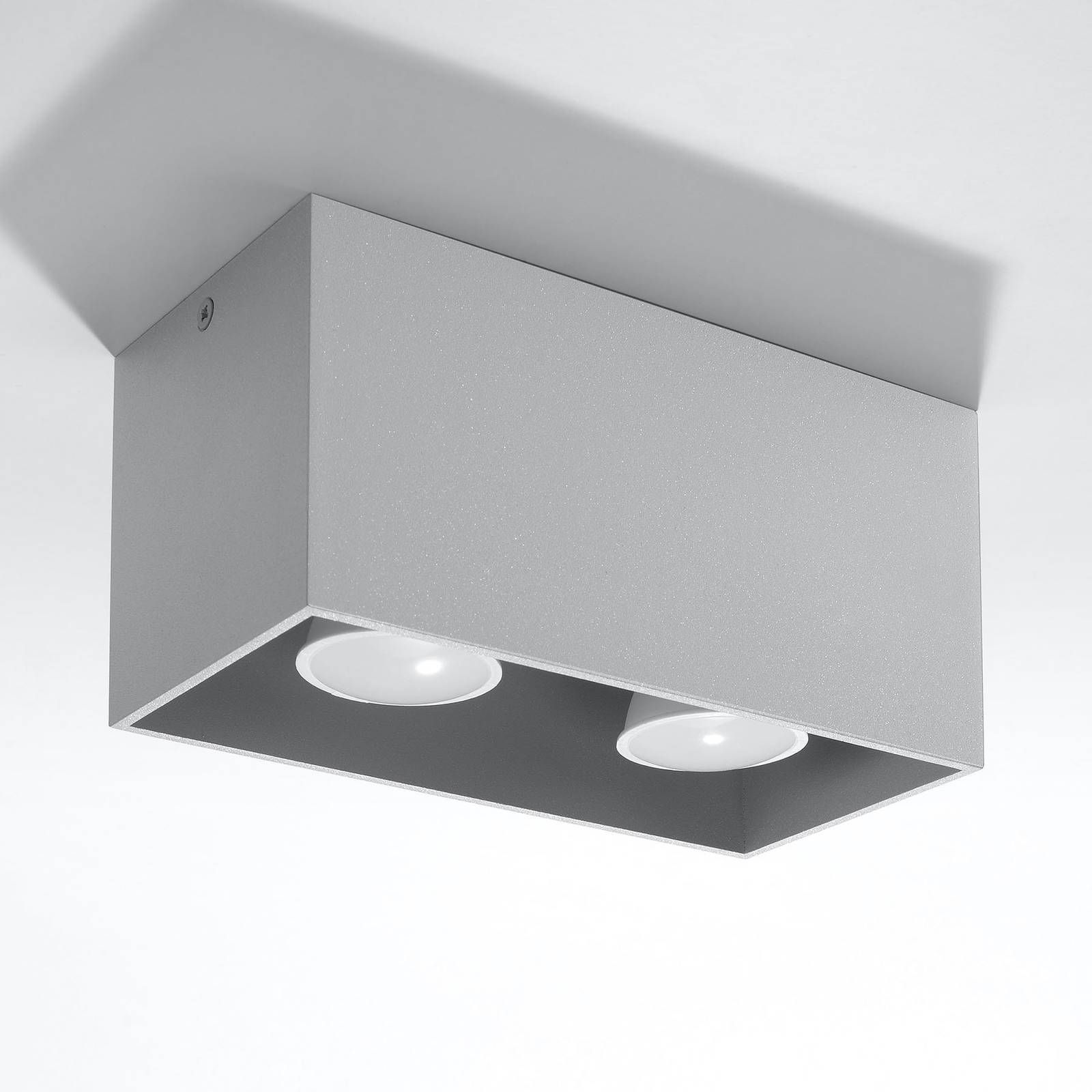Euluna Stropné svietidlo Ara Maxi z hliníka 2-pl. sivá, Obývacia izba / jedáleň, hliník, GU10, 40W, P: 20 cm, L: 10 cm, K: 10cm