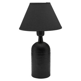 PR Home Riley stolová lampa tienidlo látka, čierna, Obývacia izba / jedáleň, kov, bavlna, plast, E27, 40W, K: 40cm