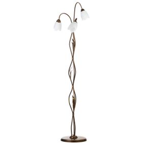 Euluna Stojaca lampa Sonia florentská, 3-pl., bronzová, Obývacia izba / jedáleň, železo, sklo, E14, 6W, K: 168cm