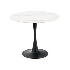 Halmar AMBROSIO okrúhly stôl, doska - mramor, noha - čierna