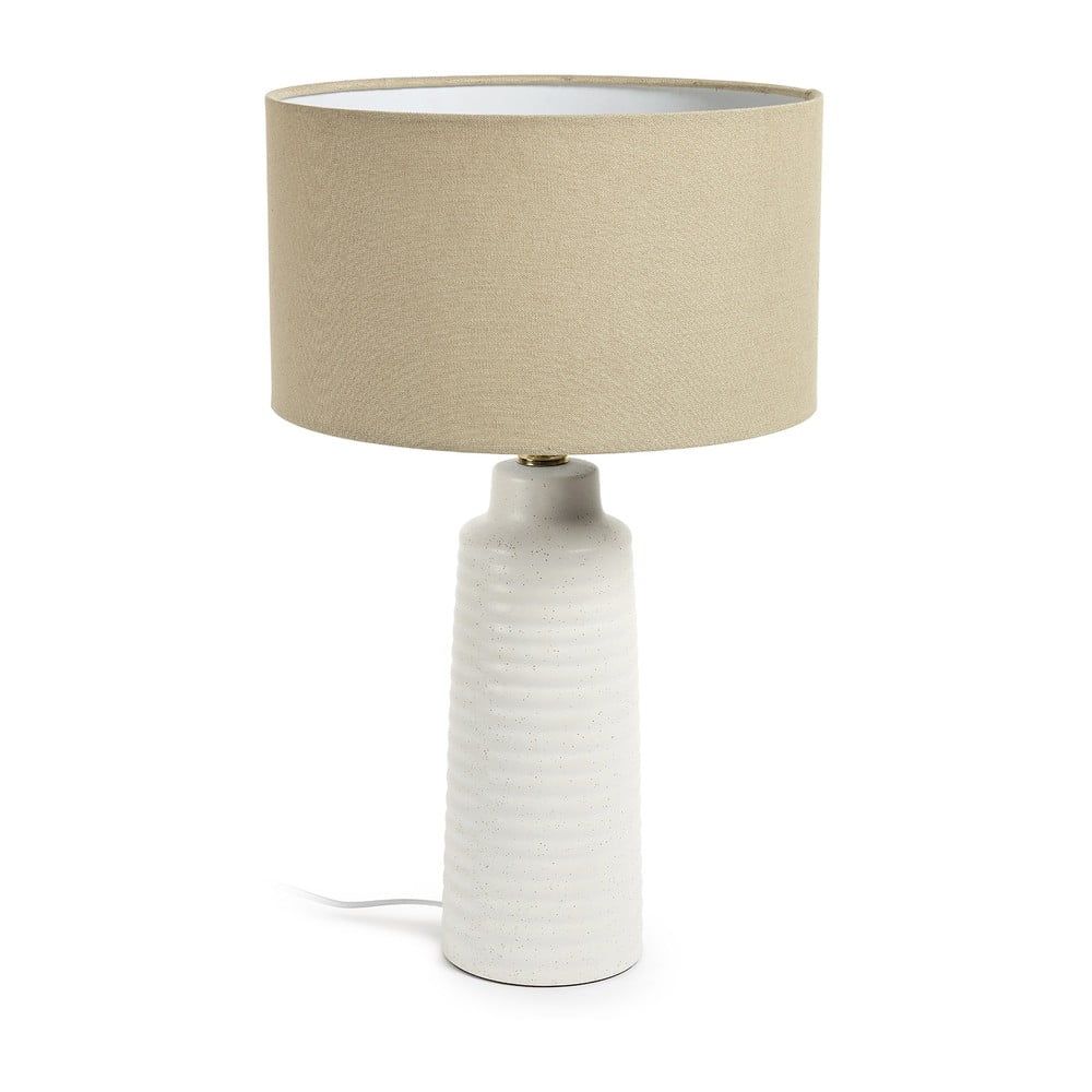 Biela stolová lampa s textilným tienidlom (výška 58 cm) Mijal - Kave Home