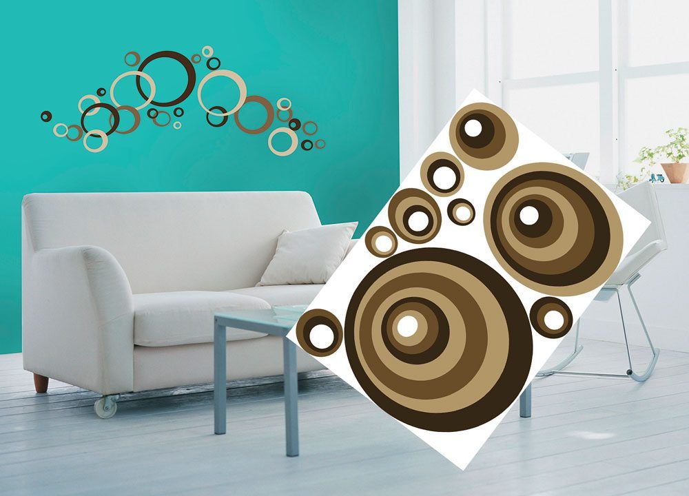 Dekoračné nálepky na stenu hnedé kruhy - 50x70
