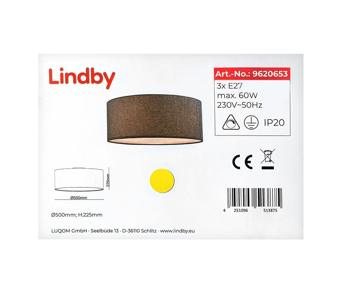 Lindby - Stropné svietidlo PITTA 3xE27/60W/230V