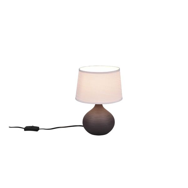 Tmavohnedá stolová lampa z keramiky a tkaniny Trio Martin, výška 29 cm