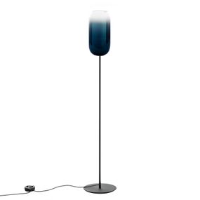 Artemide Gople stojaca lampa, modrá/čierna, Obývacia izba / jedáleň, fúkané sklo, hliník, E27, 20W, K: 170cm