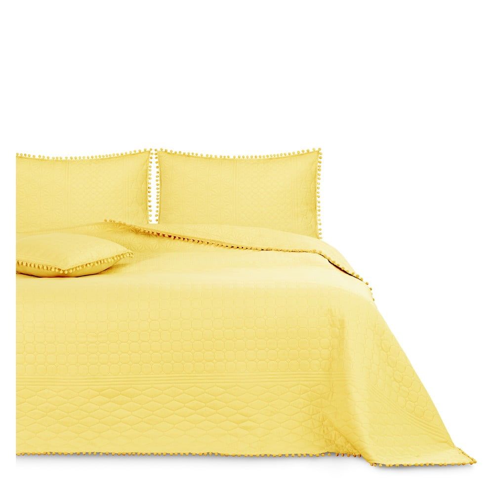Žltá prikrývka na posteľ AmeliaHome Meadore, 220 x 240 cm