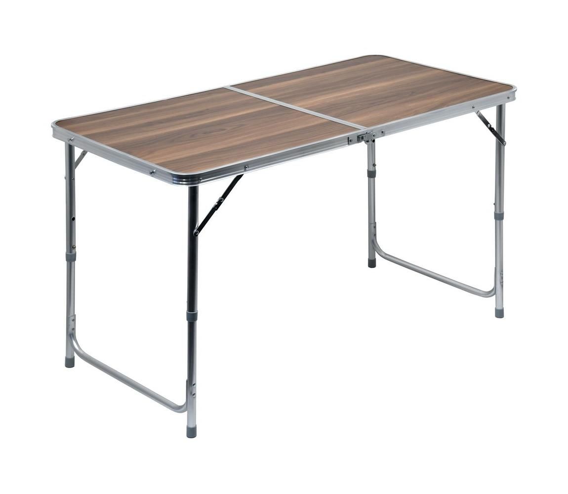 Skladací kempingový stôl hnedá/chróm