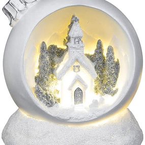 Dekorácia MagicHome Vianoce, Vianočná guľa, LED teplá biela, polyresin, 2xAAA, interiér, 10,50x9x11 cm, Sellbox 6 ks