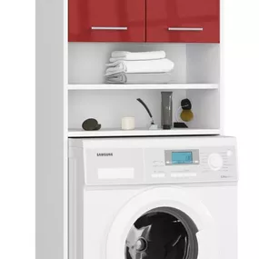 Kúpeľňová skrinka nad práčku Fin biela/červená lesk