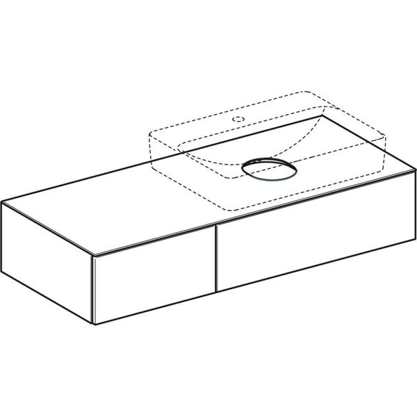 Geberit VariForm - Umývadlová skrinka, 1200x510x235 mm, 2 zásuvky a zápachová uzávierka, orech 501.174.00.1