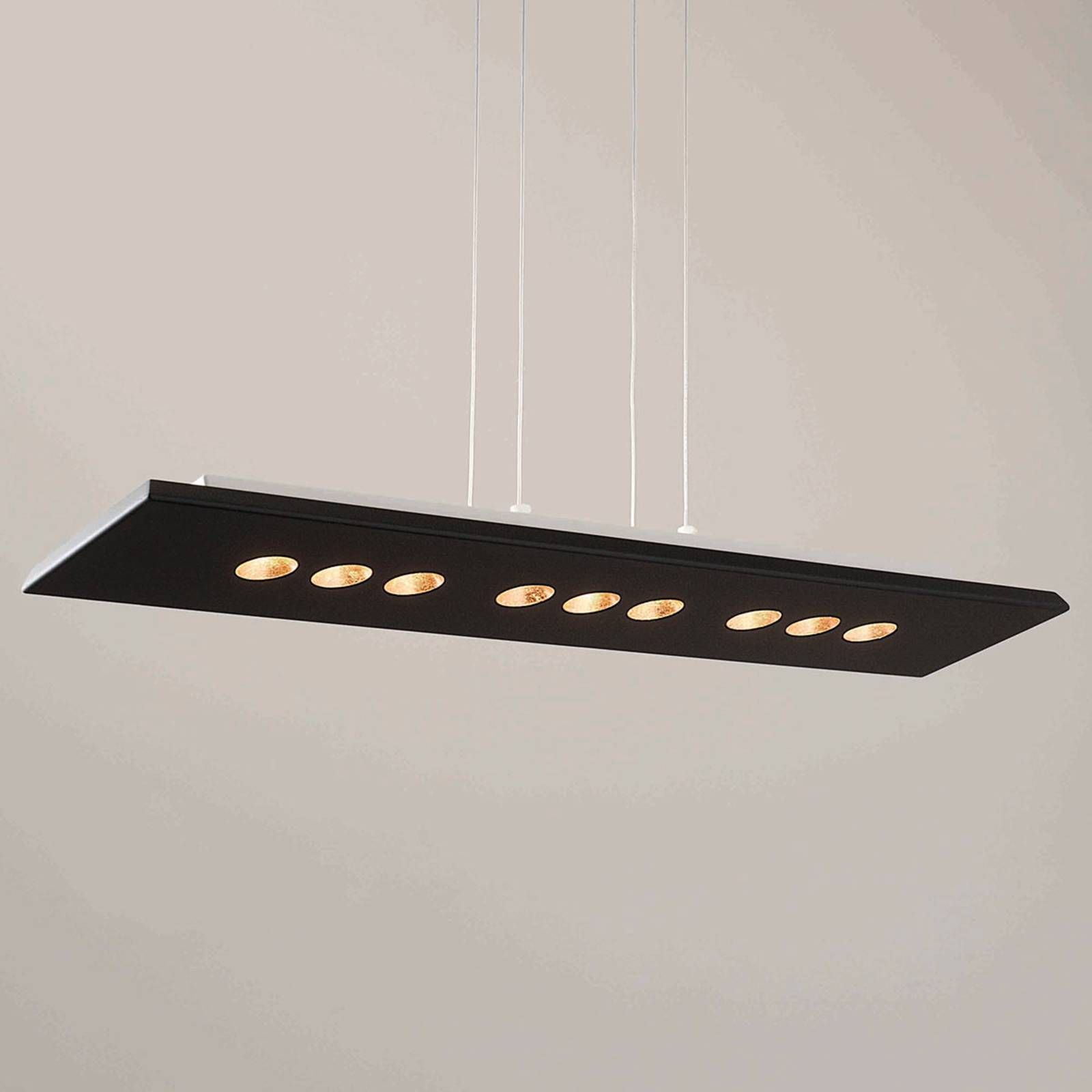 ICONE Confort závesné LED svietidlo čierno-zlaté, Obývacia izba / jedáleň, hliník, 4.5W, P: 97 cm, L: 20 cm