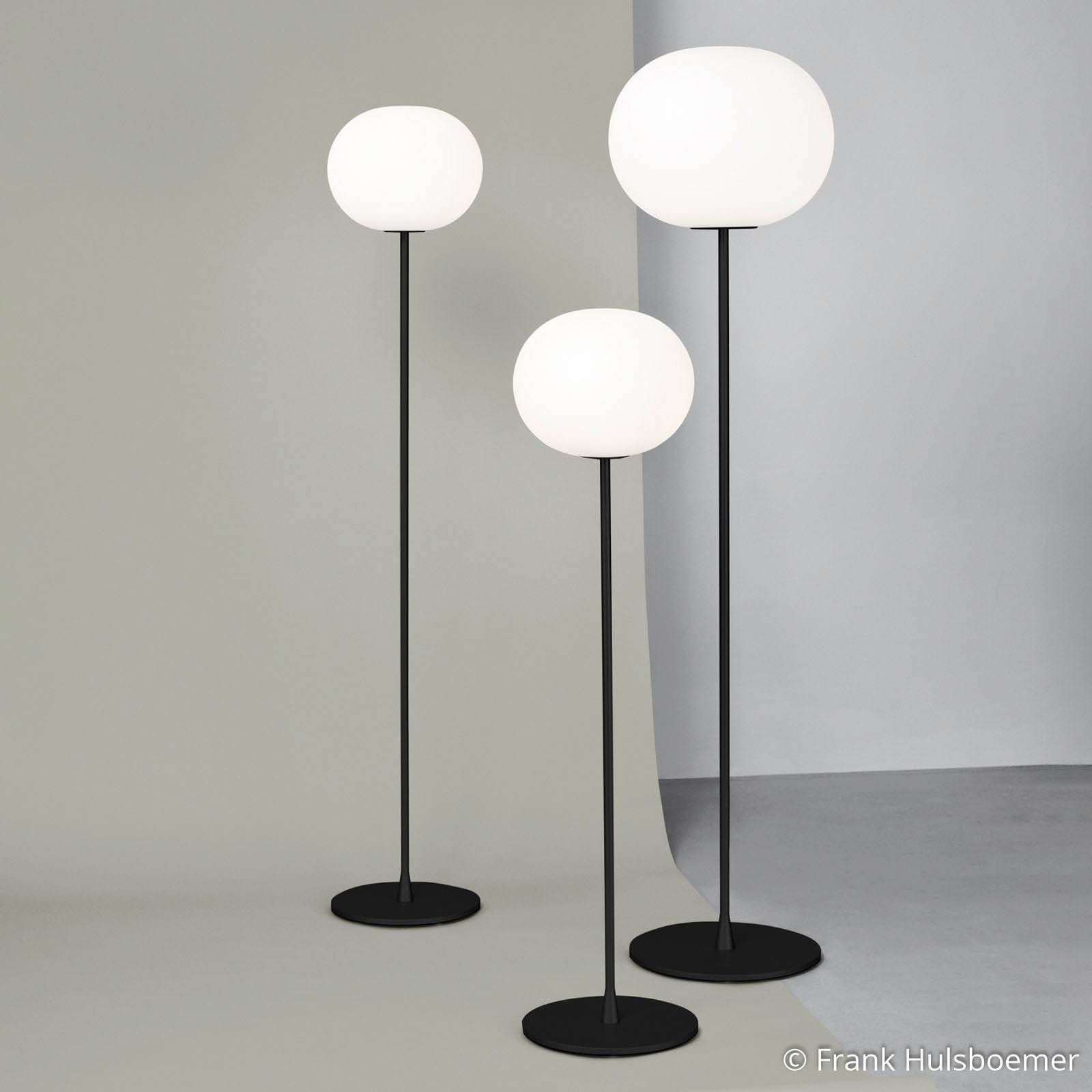 FLOS Glo-Ball F3 stojaca lampa, čierna, Obývacia izba / jedáleň, sklo, oceľ, E27, 250W, K: 185cm