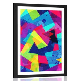 Plagát s paspartou geometrický vzor s grunge efektom - 20x30 white