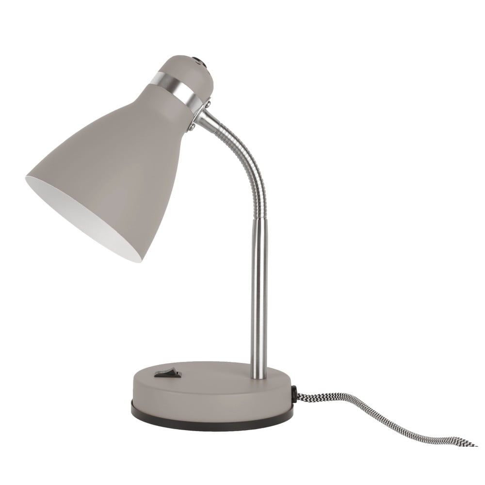 Sivá stolová lampa Leitmotiv Study, výška 30 cm