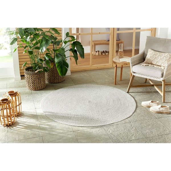 Biely/béžový okrúhly vonkajší koberec ø 200 cm - NORTHRUGS