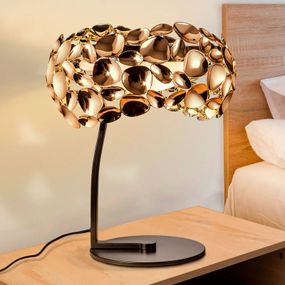 Schuller Valencia Stolná LED lampa Narisa ružové zlato/hnedá, Obývacia izba / jedáleň, kov, akryl, G9, 6W, K: 40cm