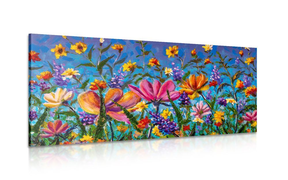 Obraz farebné kvety na lúke - 120x60