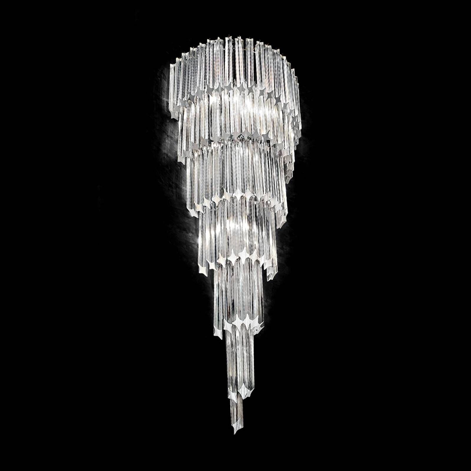 Novaresi Stupňovito usporiadané nástenné svetlo Colonna, Obývacia izba / jedáleň, krištáľ, kov, E14, 60W, K: 150cm