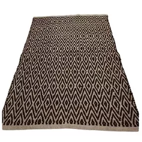Prírodné jutové koberec s čiernym Diamond vzorom - 120 * 180cm