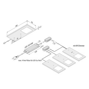 Hera Podhľadové LED svietidlo Eco-Pad F 3x 4000K čierna, Kuchyňa, hliník, plast, 3W, Energialuokka: F, P: 18 cm, L: 6.5 cm, K: 0.55cm