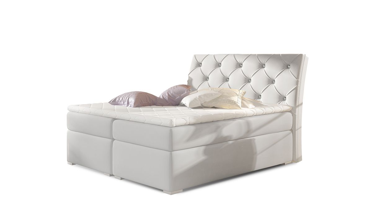 Čalúnená manželská posteľ s úložným priestorom Beneto 160 - biela