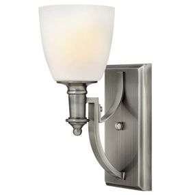 HINKLEY Starožitne poniklované nástenné svetlo Truman, Obývacia izba / jedáleň, kov, sklo, E27, 60W, L: 13.3 cm, K: 32.5cm