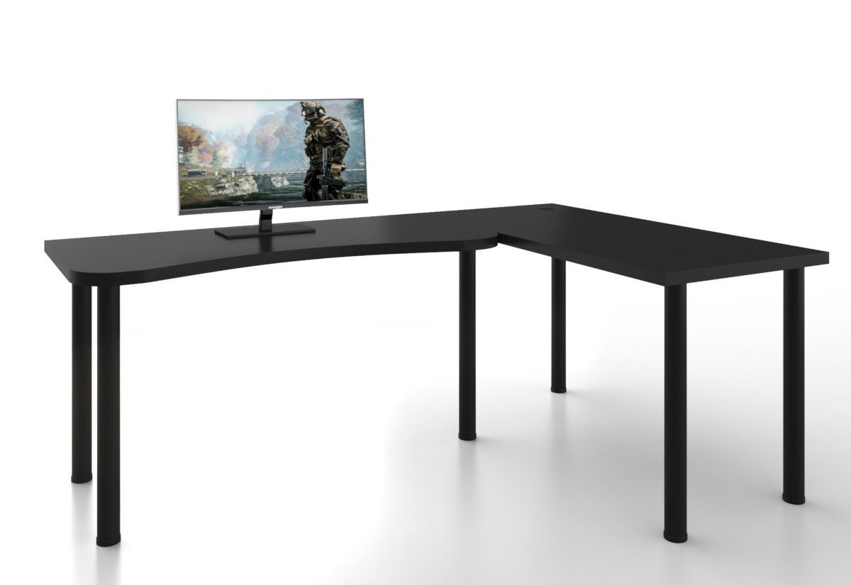 Expedo Počítačový rohový stôl MOOD L, 200/135x73-76x65, čierna, pravý