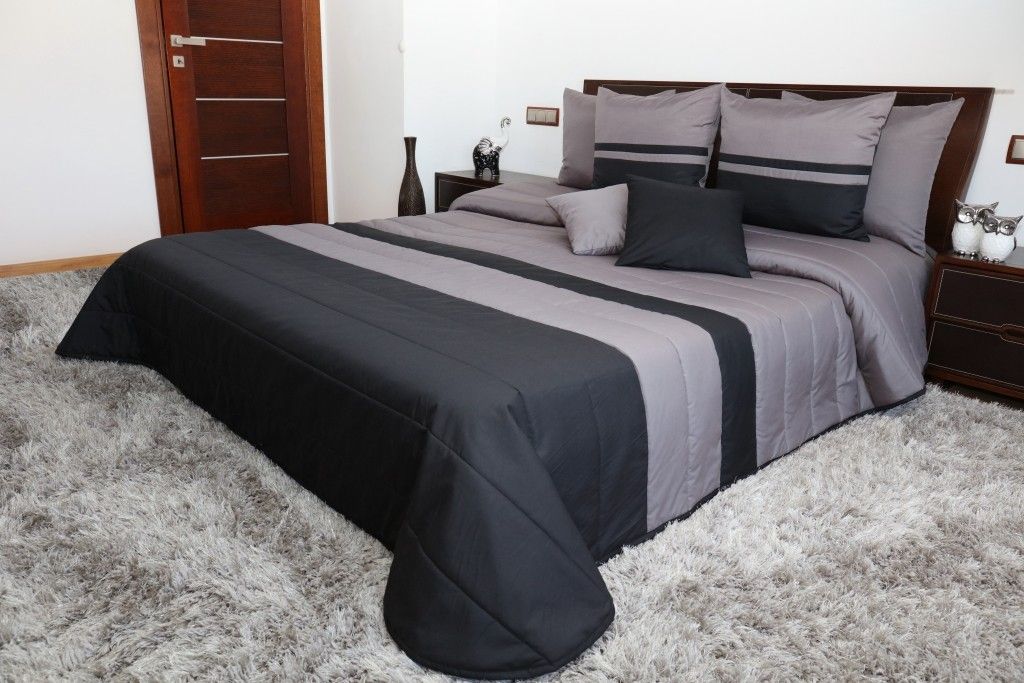 DomTextilu Prešívané sivo čierne prikrývky na posteľ Šírka: 240 cm | Dĺžka: 260 cm 6838-124721