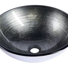 SAPHO - DAMAR sklenené umývadlo na dosku Ø 42 cm, tmavo sivá/strieborná 2501-20