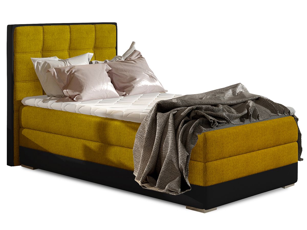Čalúnená jednolôžková posteľ Alessandra 90 P - žltá / čierna