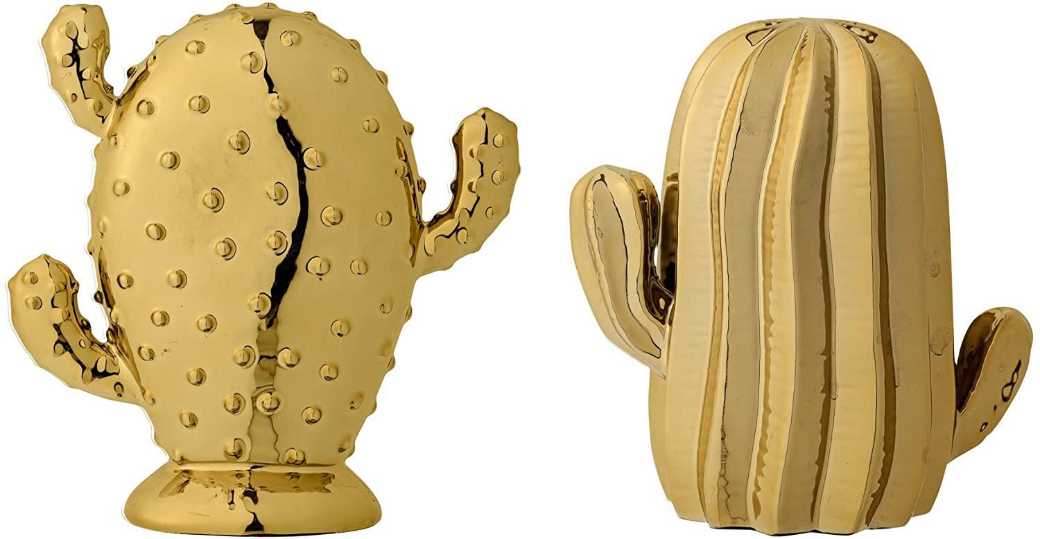 Bloomingville Dekoratívny keramický kaktus Gold Bacuľatý (bodlinky)