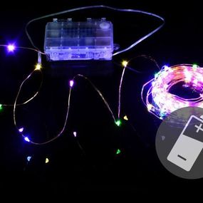 LED osvetlenie - medený drôt, 100 LED, farebné