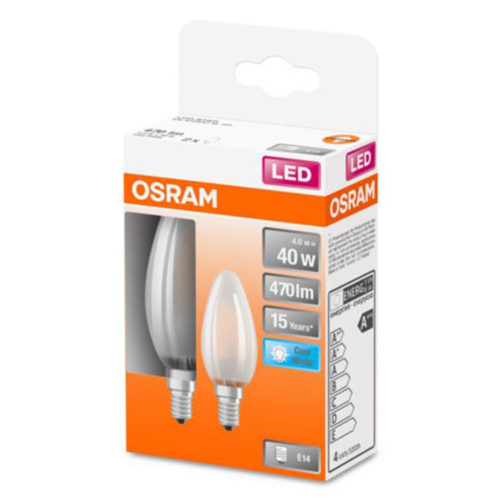 OSRAM Classic B LED žiarovka E14 4W 4.000K matná, E14, 4W, Energialuokka: E, P: 10 cm