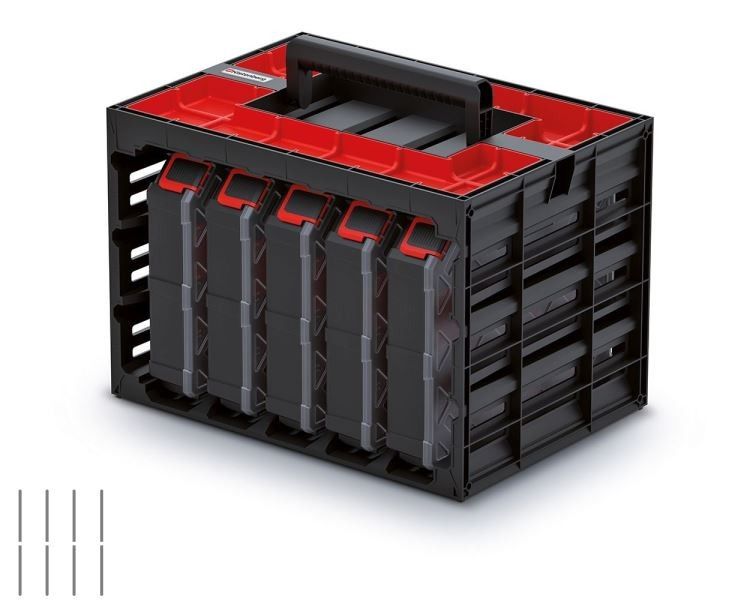 Úložný box s 5 organizérmi IMPOSE 41,5x29x29 cm čierno-červený