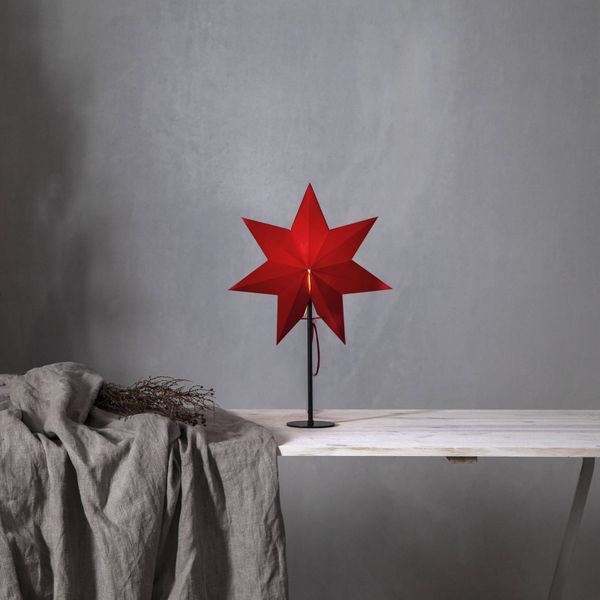 STAR TRADING Stojacia hviezda Mixa, kov/papier čierna/červená, kov, papier, E14, 25W, L: 34 cm, K: 50cm