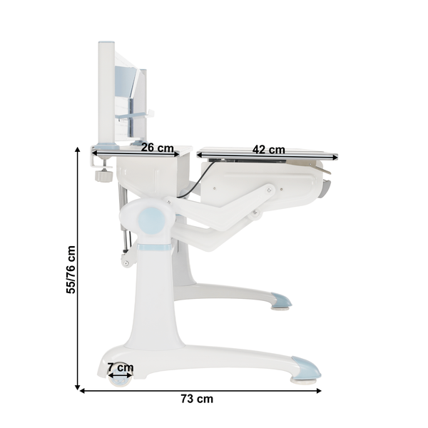 Rastúci písací stôl, modrá/biela, KANTON