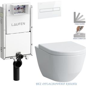 LAUFEN Podomít. systém LIS TW1 SET s bielym tlačidlom + WC LAUFEN PRO RIMLESS + SEDADLO H8946630000001BI LP1