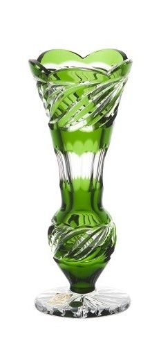 Krištáľová váza Twist, farba zelená, výška 180 mm