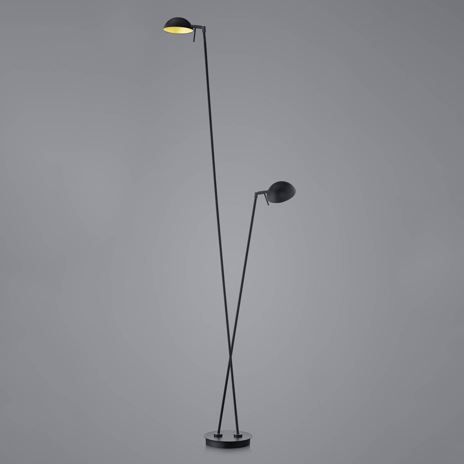HELL Stojaca LED lampa Samy v čiernej a zlatej, 2-pl., Obývacia izba / jedáleň, železo, 12W, K: 180cm