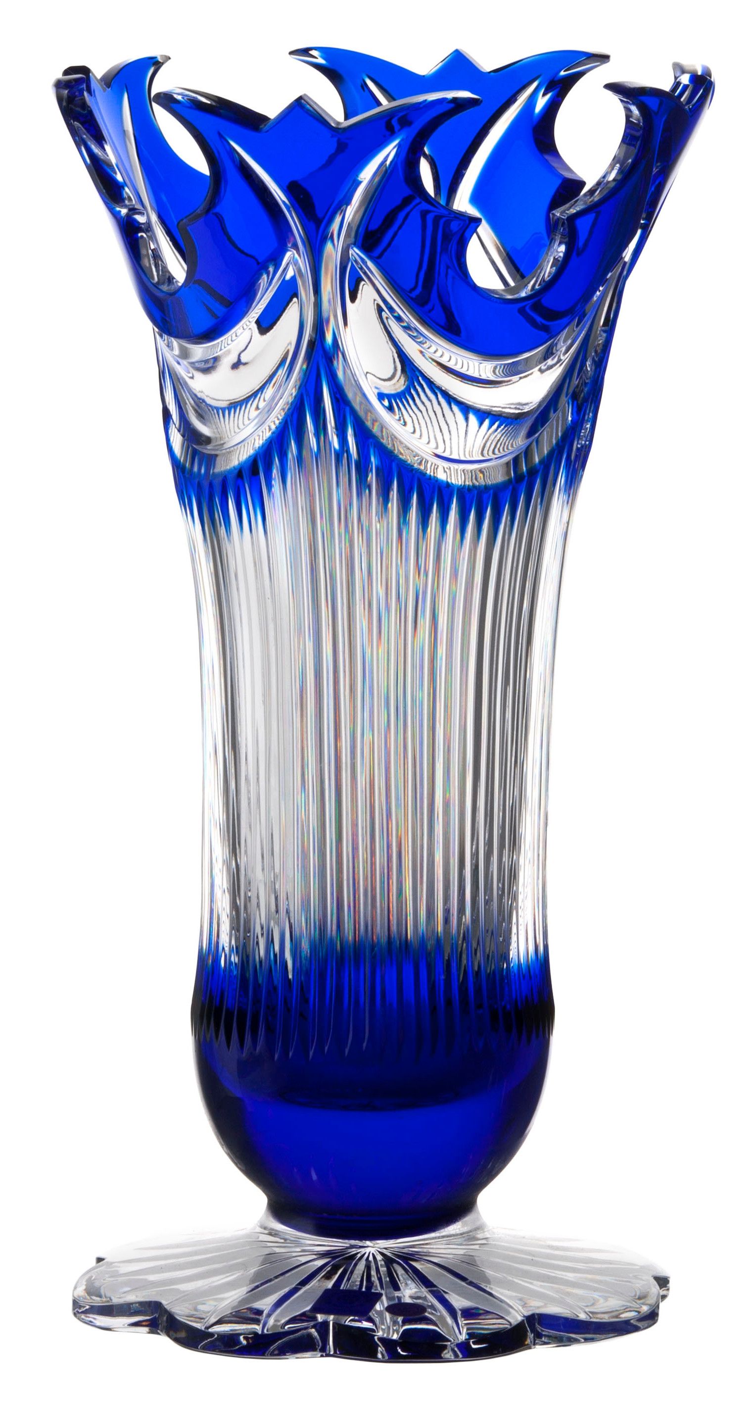 Krištáľová váza Diadem, farba modrá, výška 310 mm