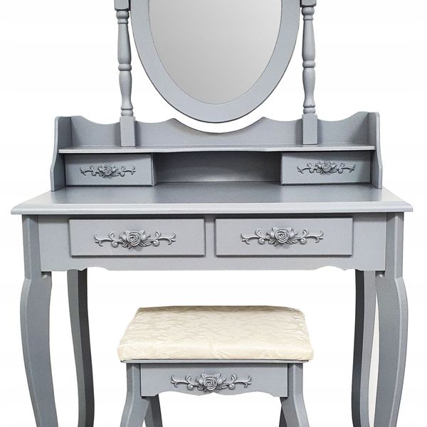 DomTextilu Kvalitný toaletný stolík so stoličkou v sivej farbe 26405 Sivá