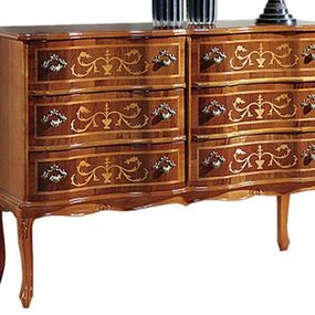Estila Luxusná rustikálna komoda Clasica z masívneho dreva so štestimi zásuvkami s ornamentálnym zdobením 110cm