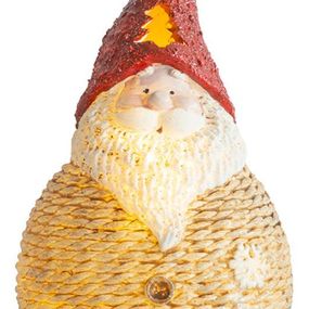 Postavička MagicHome Vianoce, Santa okrúhly malý, LED, polyresin, 19,5 cm